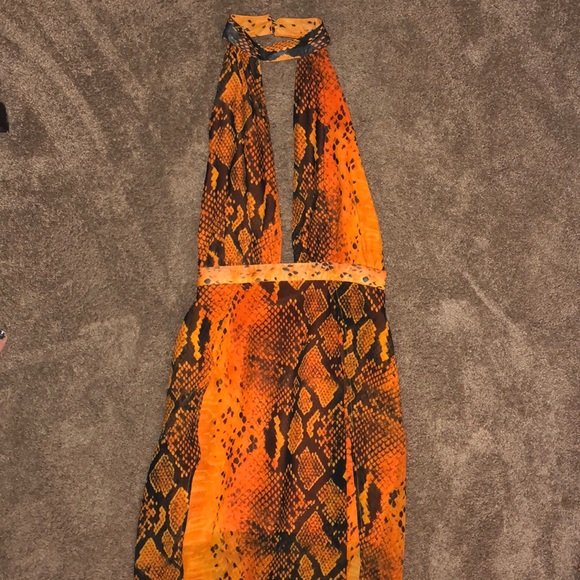 leala orange snake print maxi dress